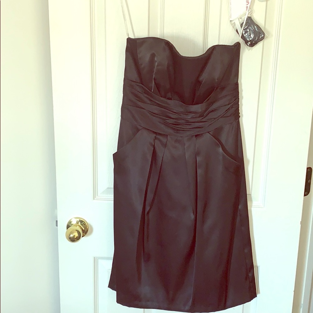 David’s Bridal Sz4 black satin strapless dress